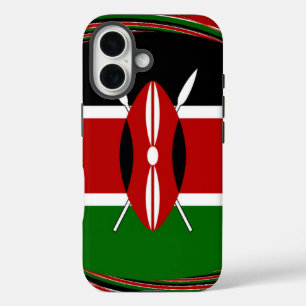 Dynamic Kenyan Flag Vector: An Energetic Design iPhone 16 Case