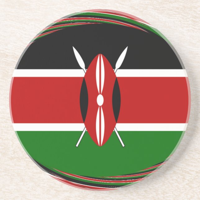  Dynamic Kenyan Flag Vector: An Energetic Design Coaster (Front)