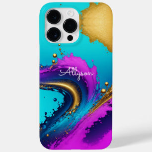 Dynamic Liquid Abstract, White Script Name Case-Mate iPhone 14 Pro Max Case