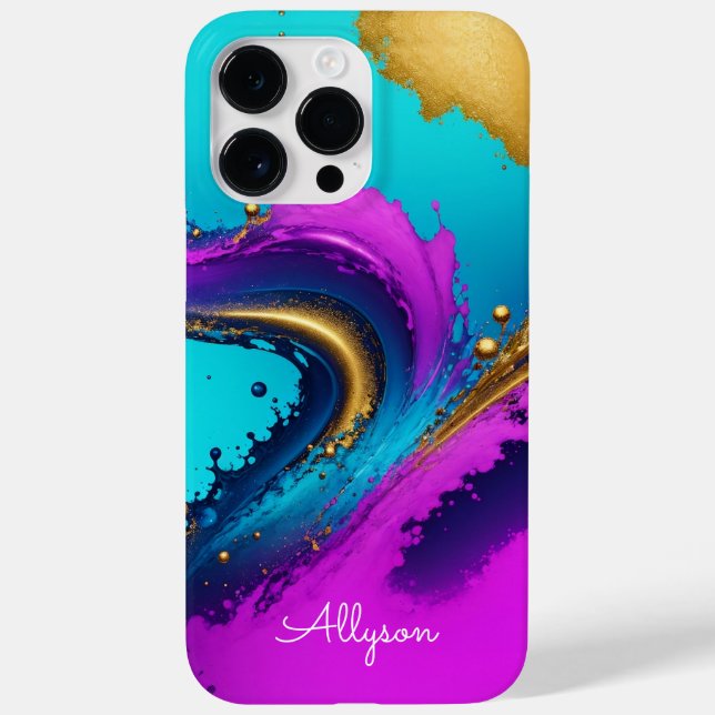 Dynamic Liquid Abstract, White Script Name, Vs 2 Case-Mate iPhone Case (Back)