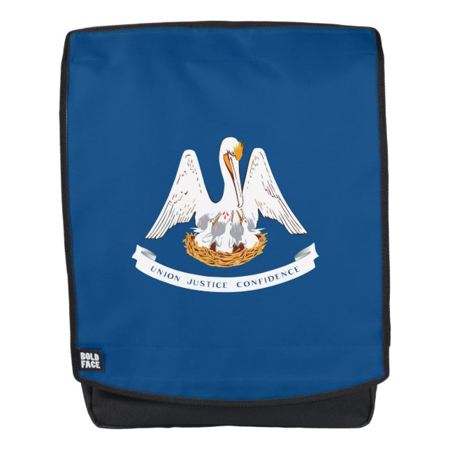 Dynamic Louisiana State Flag Graphic on a Backpack (Front)