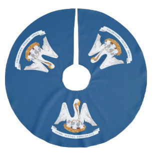 Dynamic Louisiana State Flag Graphic on a Brushed Polyester Tree Skirt