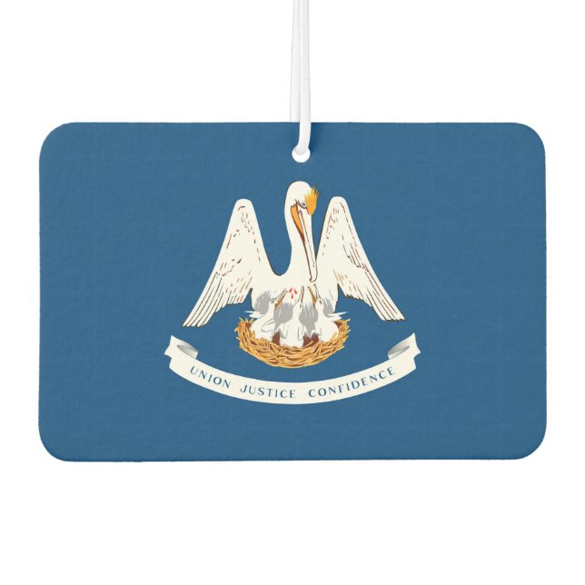 Dynamic Louisiana State Flag Graphic on a Car Air Freshener (Front)