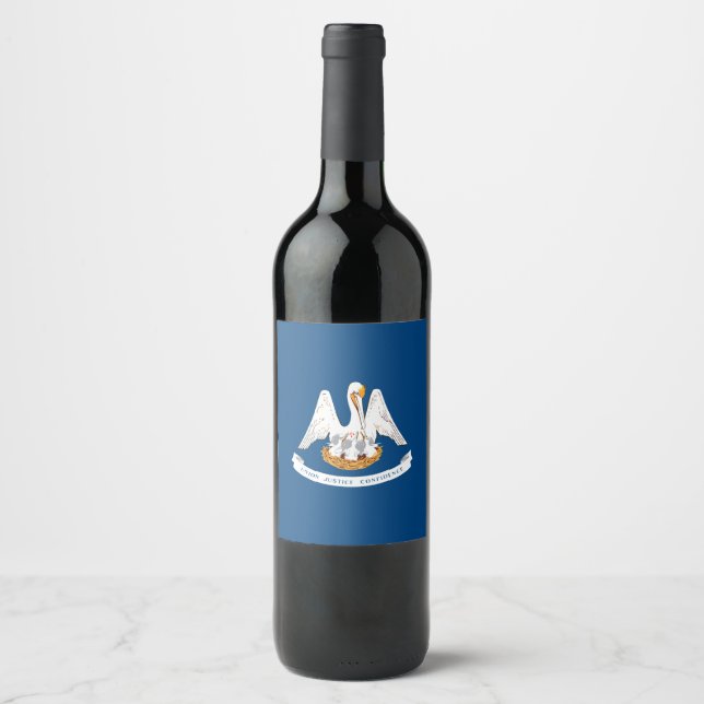 Dynamic Louisiana State Flag Graphic on a Wine Label (Front)