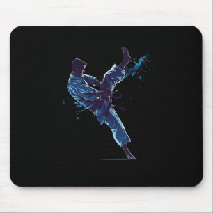 Dynamic Martial Artist Karate Kick Mouse Mat