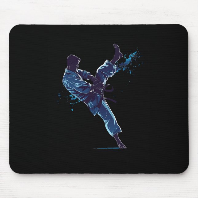 Dynamic Martial Artist Karate Kick  Mouse Mat (Front)