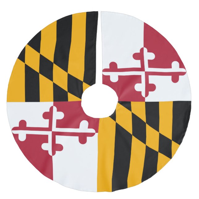 Dynamic Maryland State Flag Graphic on a Brushed Polyester Tree Skirt (Front)