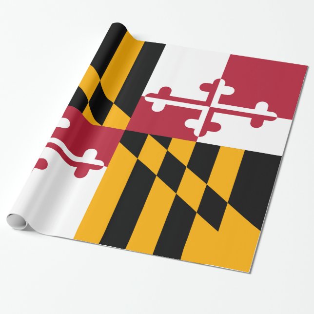 Dynamic Maryland State Flag Wrapping Paper (Unrolled)
