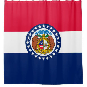 Dynamic Missouri State Flag Graphic on a Shower Curtain