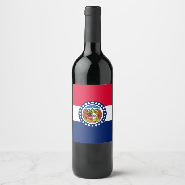 Dynamic Missouri State Flag Graphic on a Wine Label (Front)