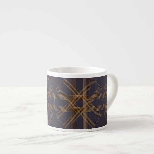 Dynamic, modern, cool, abstract line pattern art espresso cup (Front Right)