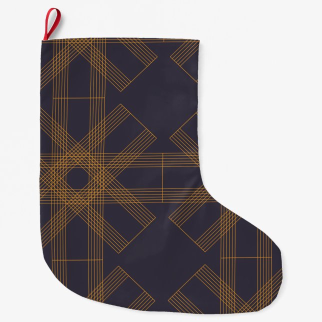 Dynamic, modern, cool, abstract line pattern art large christmas stocking (Front)