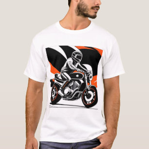 Dynamic Motorbike Illustration with Rider T-Shirt