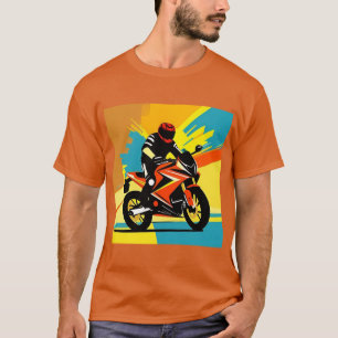 Dynamic Motorbike Illustration with Rider T-Shirt
