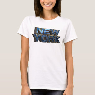 Dynamic Navy NEW YORK 3D Text Art T-Shirt