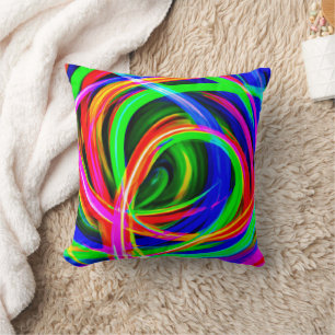 Dynamic Neon Abstract Hues Cushion