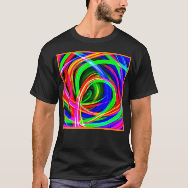 Dynamic Neon Abstract Hues T-Shirt (Front)