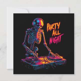 Dynamic Neon-Coloured Skeleton DJ Spinning Records