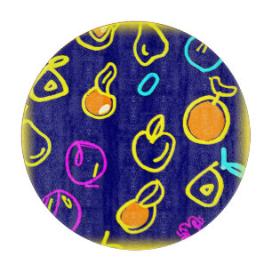Dynamic Neon Fruits Pattern Design Cutting Board