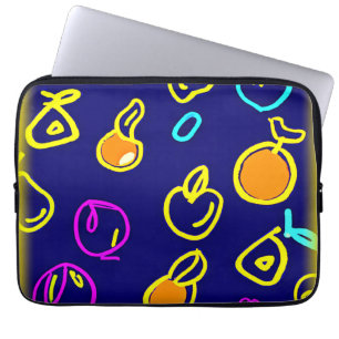 Dynamic Neon Fruits Pattern Design Laptop Sleeve