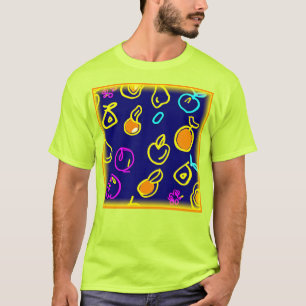 Dynamic Neon Fruits Pattern Design T-Shirt