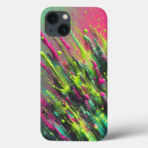 Dynamic Neon Paint Splash Phone Case Vibrant Pink