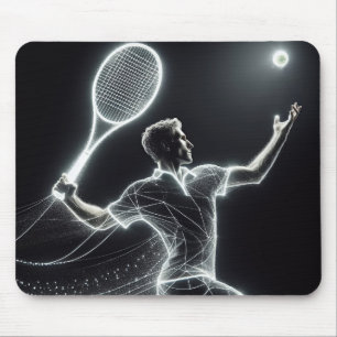 Dynamic Neon Tennis Player Mouse Mat