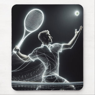 Dynamic Neon Tennis Player Mouse Mat