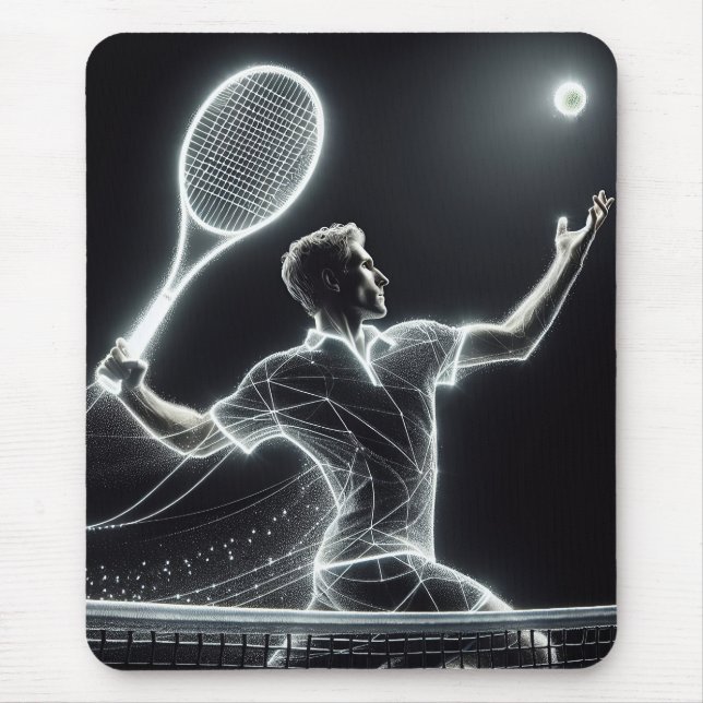 Dynamic Neon Tennis Player Mouse Mat (Front)