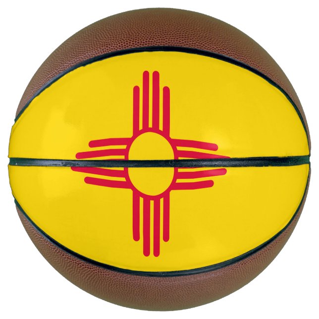 Dynamic New Mexico State Flag Graphic on a Basketball (Front)