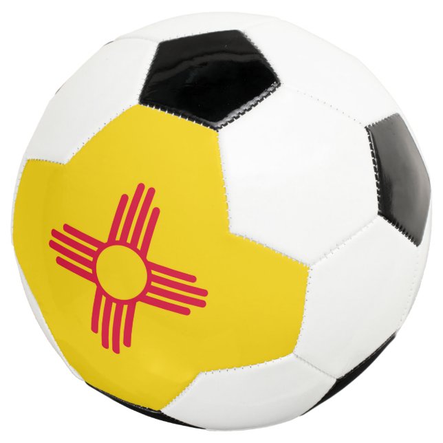 Dynamic New Mexico State Flag Graphic on a Football (Three Quarter)