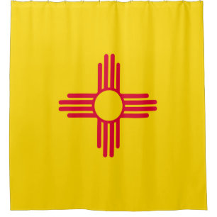 Dynamic New Mexico State Flag Graphic on a Shower Curtain