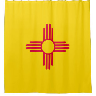 Dynamic New Mexico State Flag Graphic on a Shower Curtain
