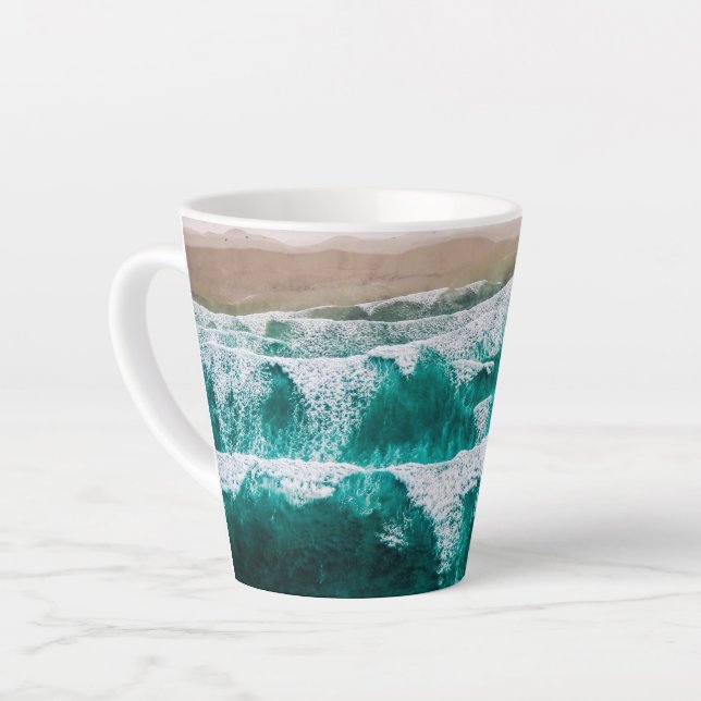Dynamic Ocean Waves Scenic Coastal View Photo Latte Mug (Left Angle)