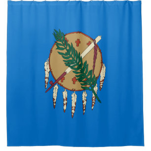 Dynamic Oklahoma State Flag Graphic on a Shower Curtain