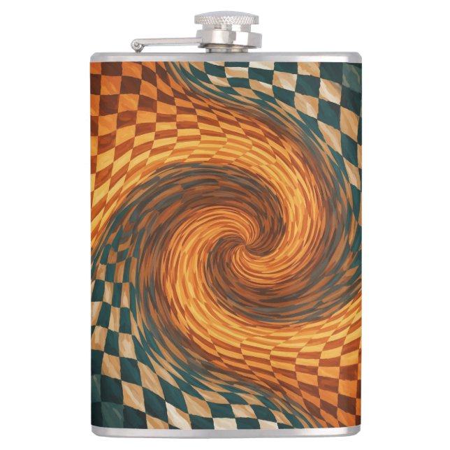 Dynamic Optical Illusion Art  Hip Flask (Front)