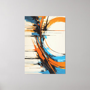 Dynamic Orange Blue Abstract Expressionism Curves Canvas Print