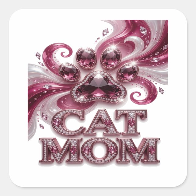 Dynamic Pink CAT MOM Label Design (Front)