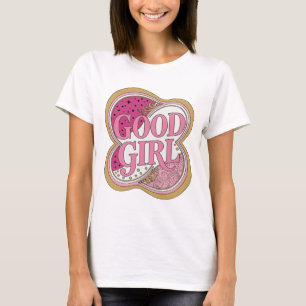 Dynamic Pink GOOD GIRL Statement Design T-Shirt