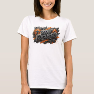 Dynamic Pink STAY FOCUSED 3D Text Art T-Shirt