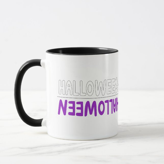Dynamic Purple Halloween Text with Bold Energy Mug (Left)