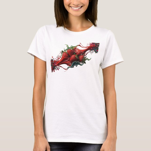Dynamic Red Abstract Strawberries Trendy Tee (Front)