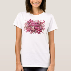 Dynamic Red HAPPY BIRTHDAY 4TH Text Design T-Shirt