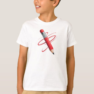 Dynamic Red Pencil with Creative Spiral Lines T-Shirt