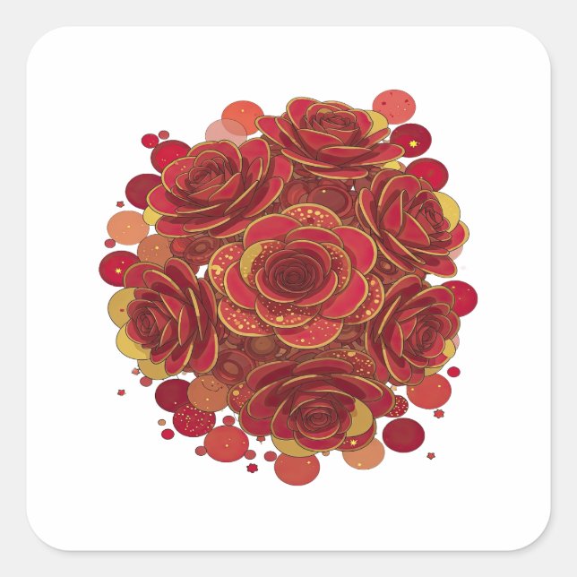 Dynamic Red RED ROSES AND BRIGHT STARS Sticker (Front)