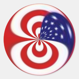 Dynamic Red White and Blue Classic Round Sticker