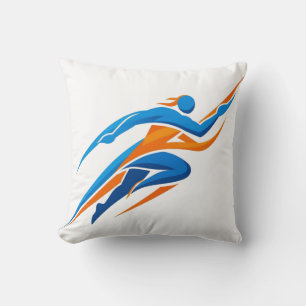 Dynamic Runner Logo Blue Orange Speed Gift Cushion