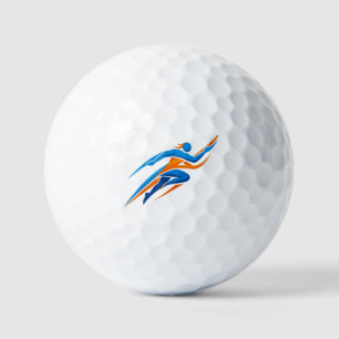 Dynamic Runner Logo Blue Orange Speed Gift Golf Balls