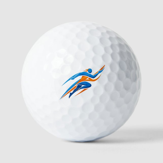 Dynamic Runner Logo Blue Orange Speed Gift Golf Balls (Front)