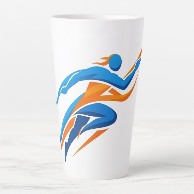 Dynamic Runner Logo Blue Orange Speed Gift Latte Mug (Front)